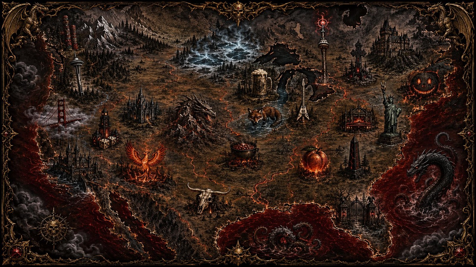 The Dark Asylum quest map of North America